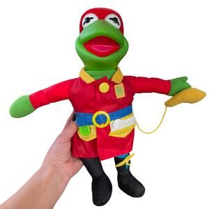 Learn To Dress Kermit Frog Fire Fighter Plush Doll Vintage 1990 Muppet READ